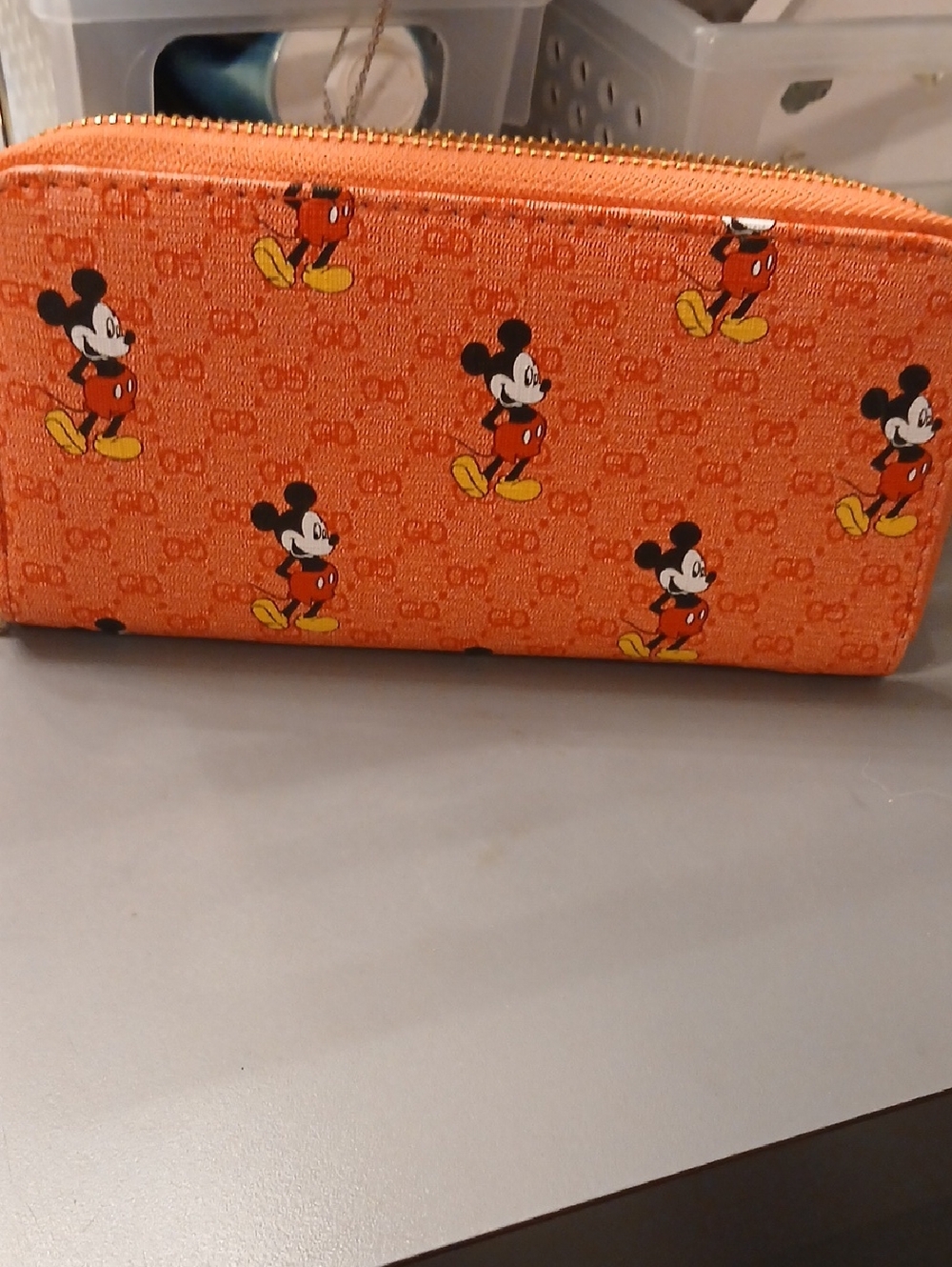 Orange Mickey Mouse Zip Pouch